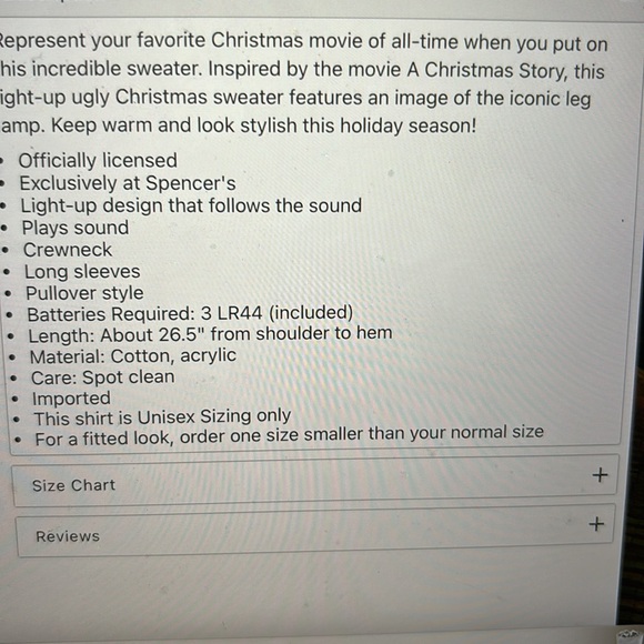 LIGHTS UP TALKS A Christmas Story Leg Lamp Ugly Christmas Sweater NWT - Picture 15 of 15